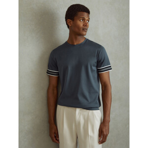 REISS DUNE Mercerised Cotton Striped Short Sleeve T Shirt